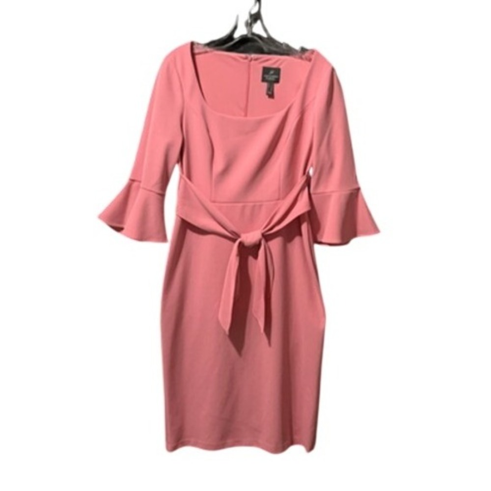 Adrianna Papell Women's Pink 3/4 Sleeve‎ Sheath Dress Size 8 Flutter Sleeve